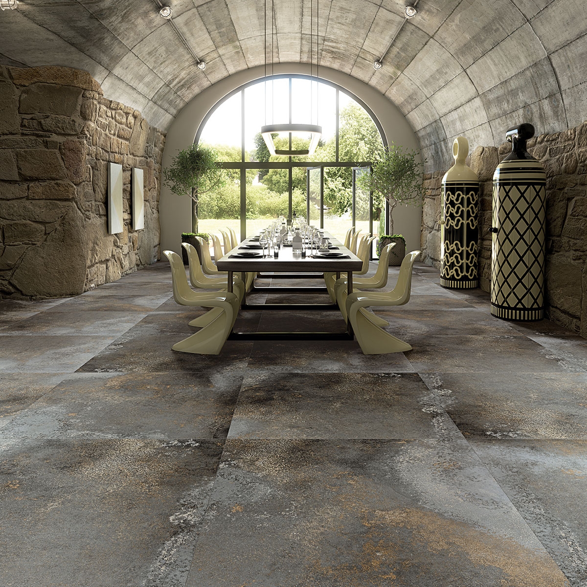 Yuri-R Basalt 58.3x58.3 - Imitation metal flooring Vives