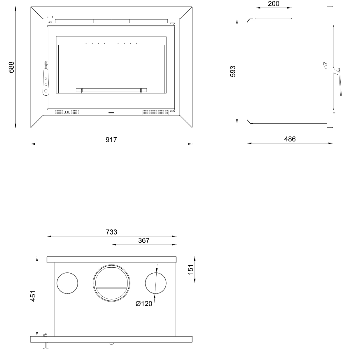 Wood insert with turbine IT-180 (80cm) Direct gift Wood inserts