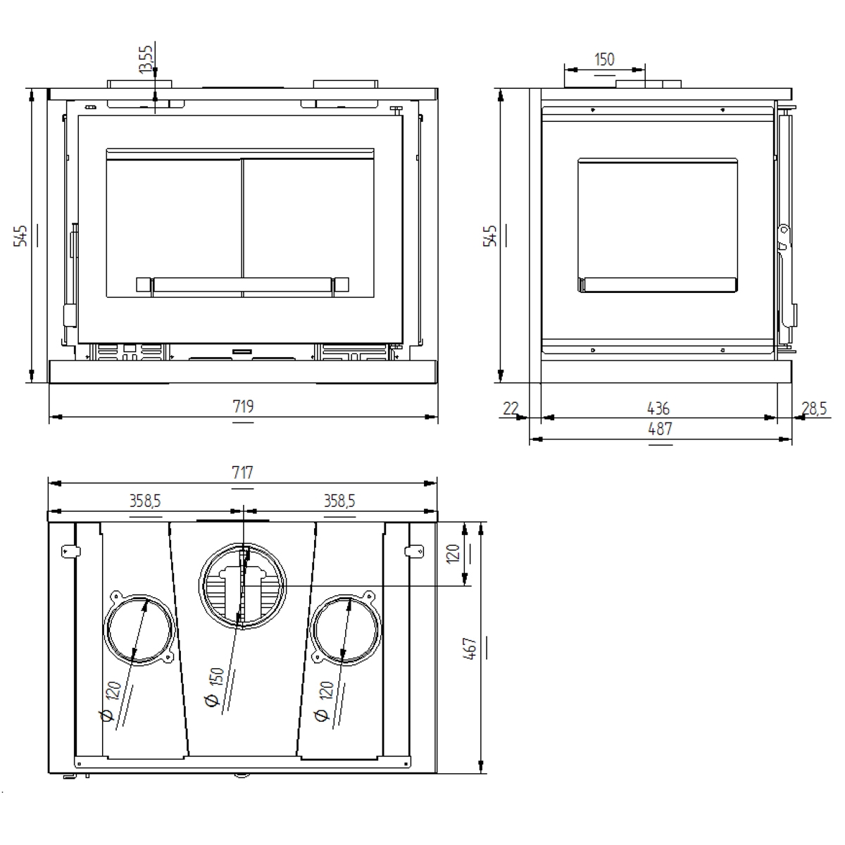 Holzeinsatz mit Turbine IT-173 (70 cm) Direktes Geschenk