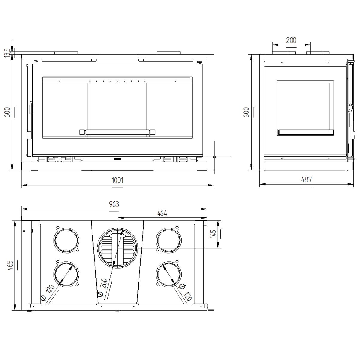 IT-122 Wood Insert with Turbine (100cm) Direct Gift FM Calefacción