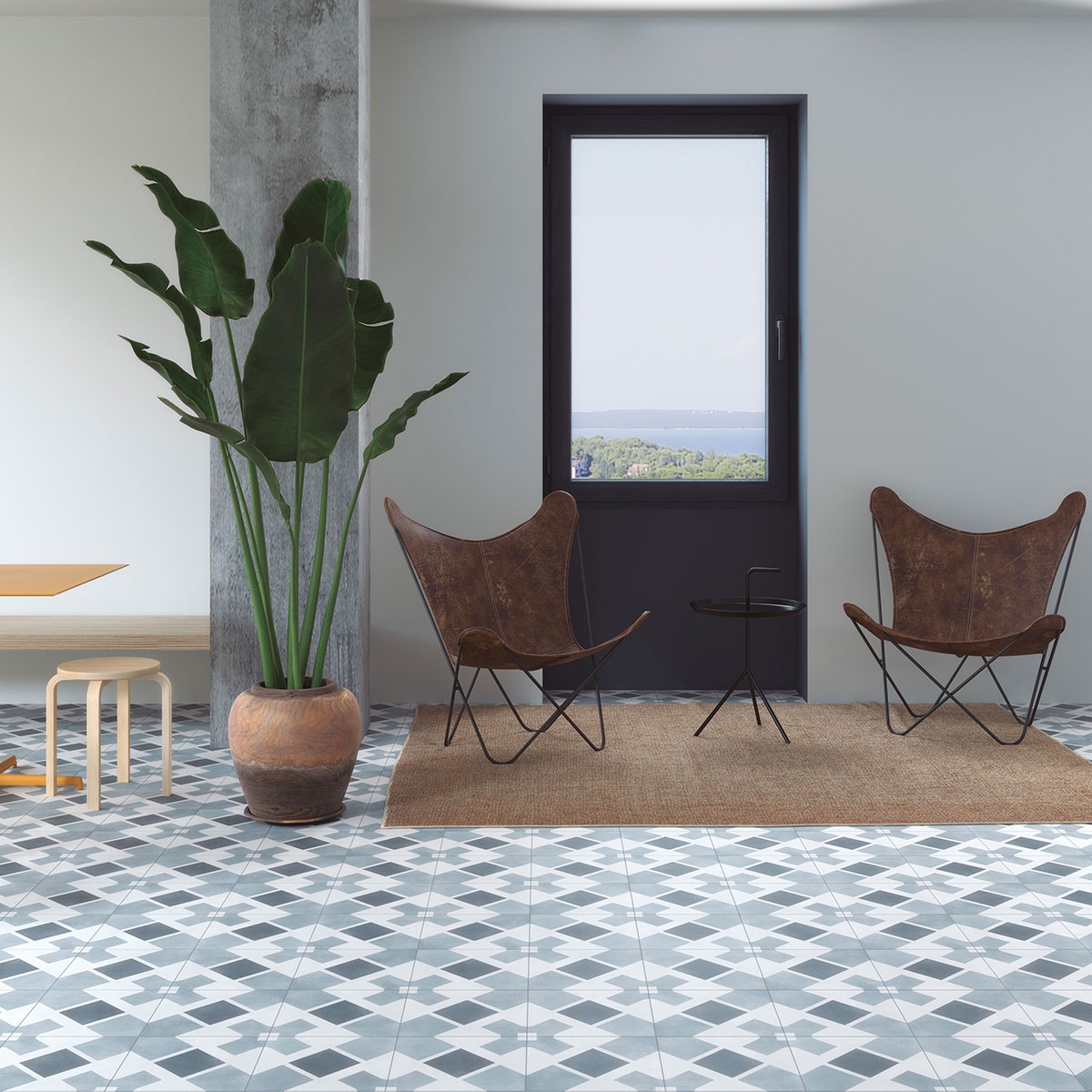 Imitação de piso hidráulico Harmony - Havana White Cross 22.3x22.3