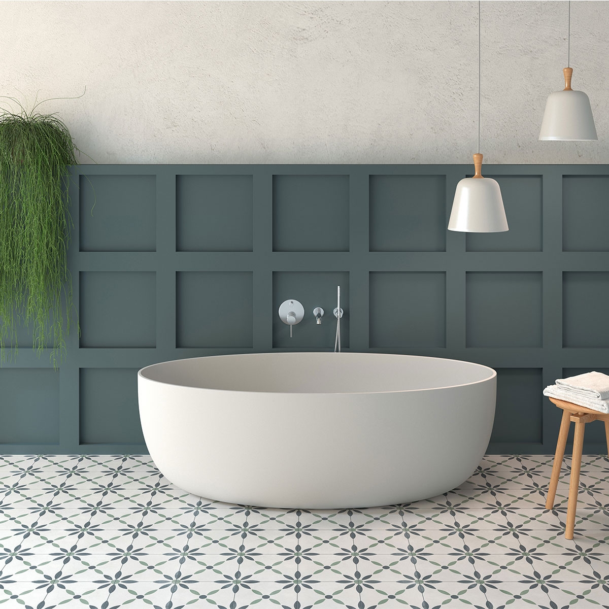 Havana White Flower 22.3x22.3  - Pavimentos imitación hidráulico Harmony