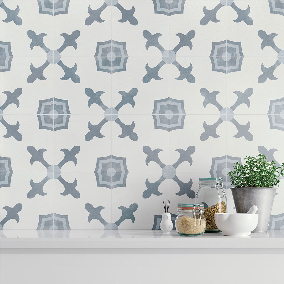 Havana White Herald 22.3x22.3 - Imitação de piso hidráulico Harmony