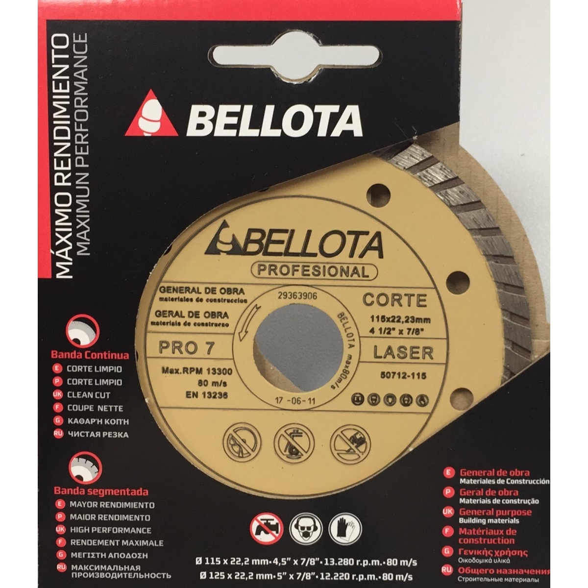 Disque diamanté Turbo 50712-115 Coupe à sec - Bellota