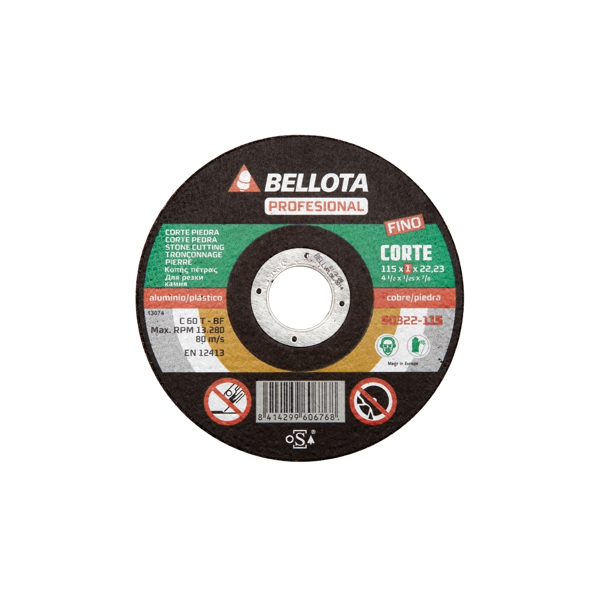 Disco de carboneto de silicone C 50322-115 Corte a seco - Bellota