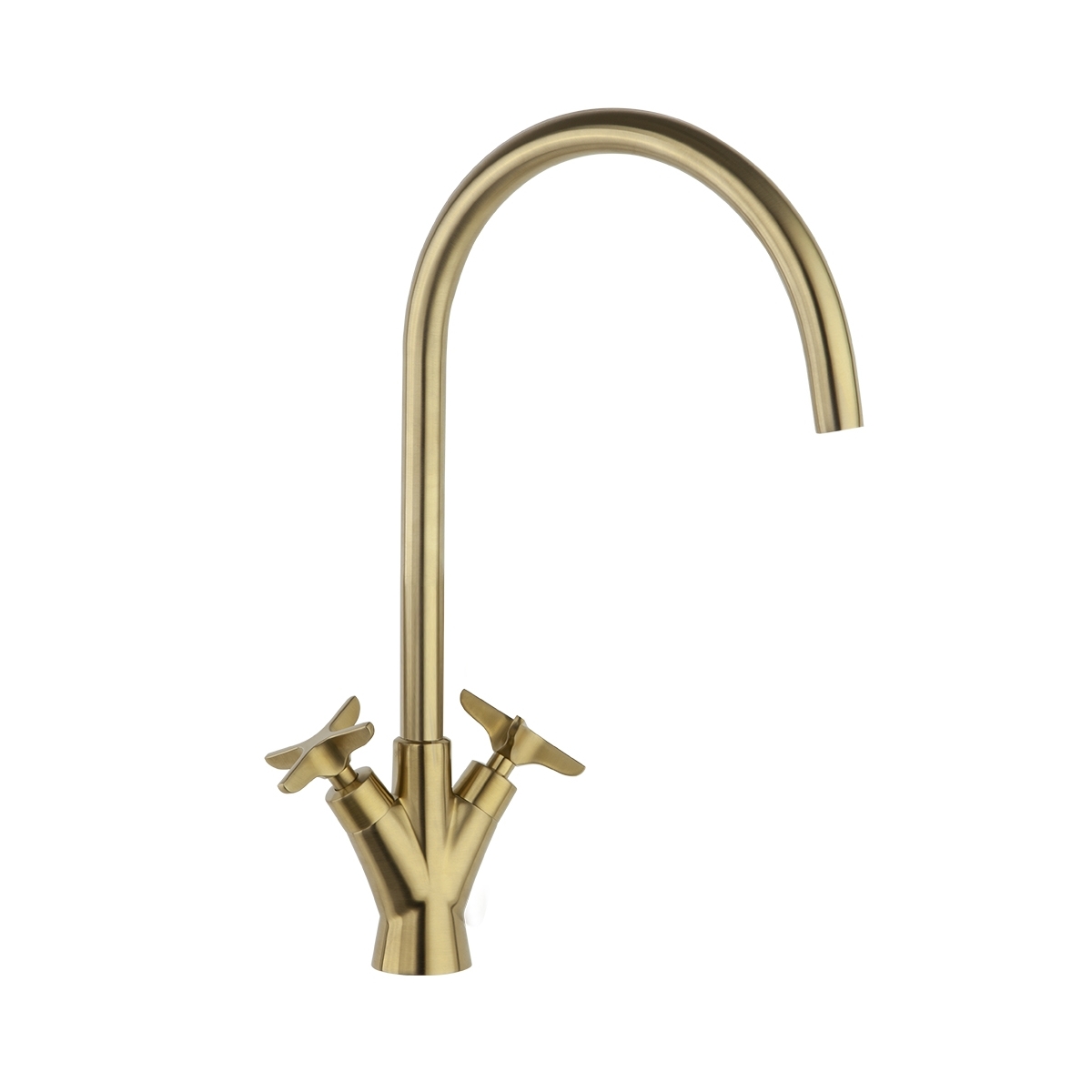 Photo of Recessed Wall Ramón Soler 910601 Brushed Gold Dual Handle Sink Adagio Spout 220Mm