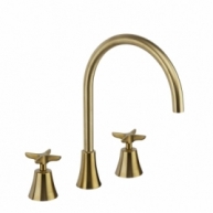 Photo of Brushed Gold Ramón Soler 914201 Washbasin Shelf Spout 170Mm Adagio