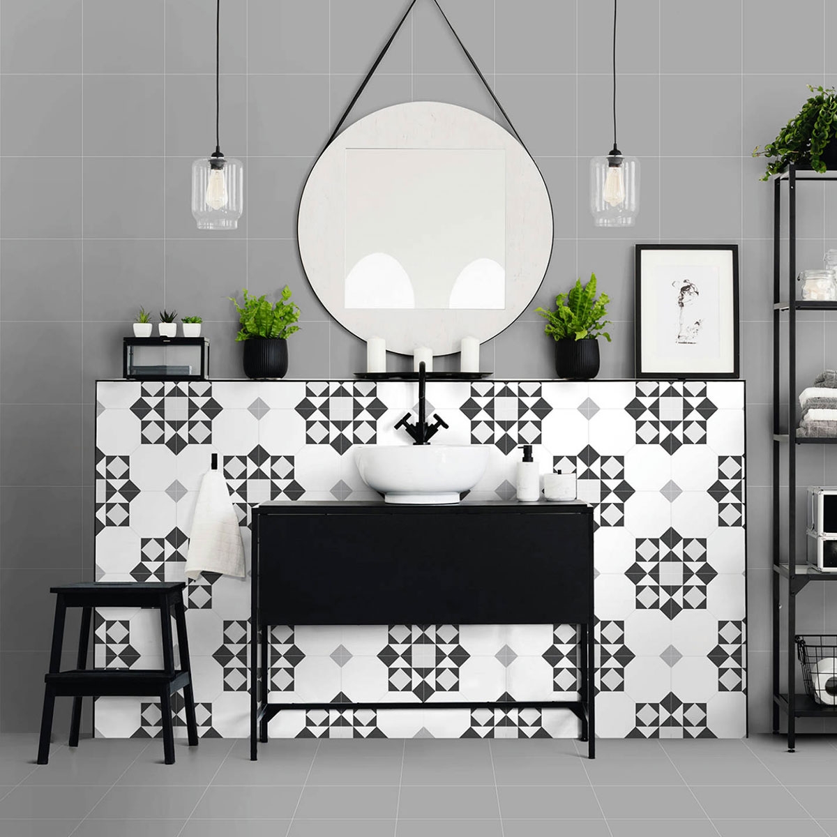 Element Viena Gris 25x25 (caja 0.96 m2) ambiente 1