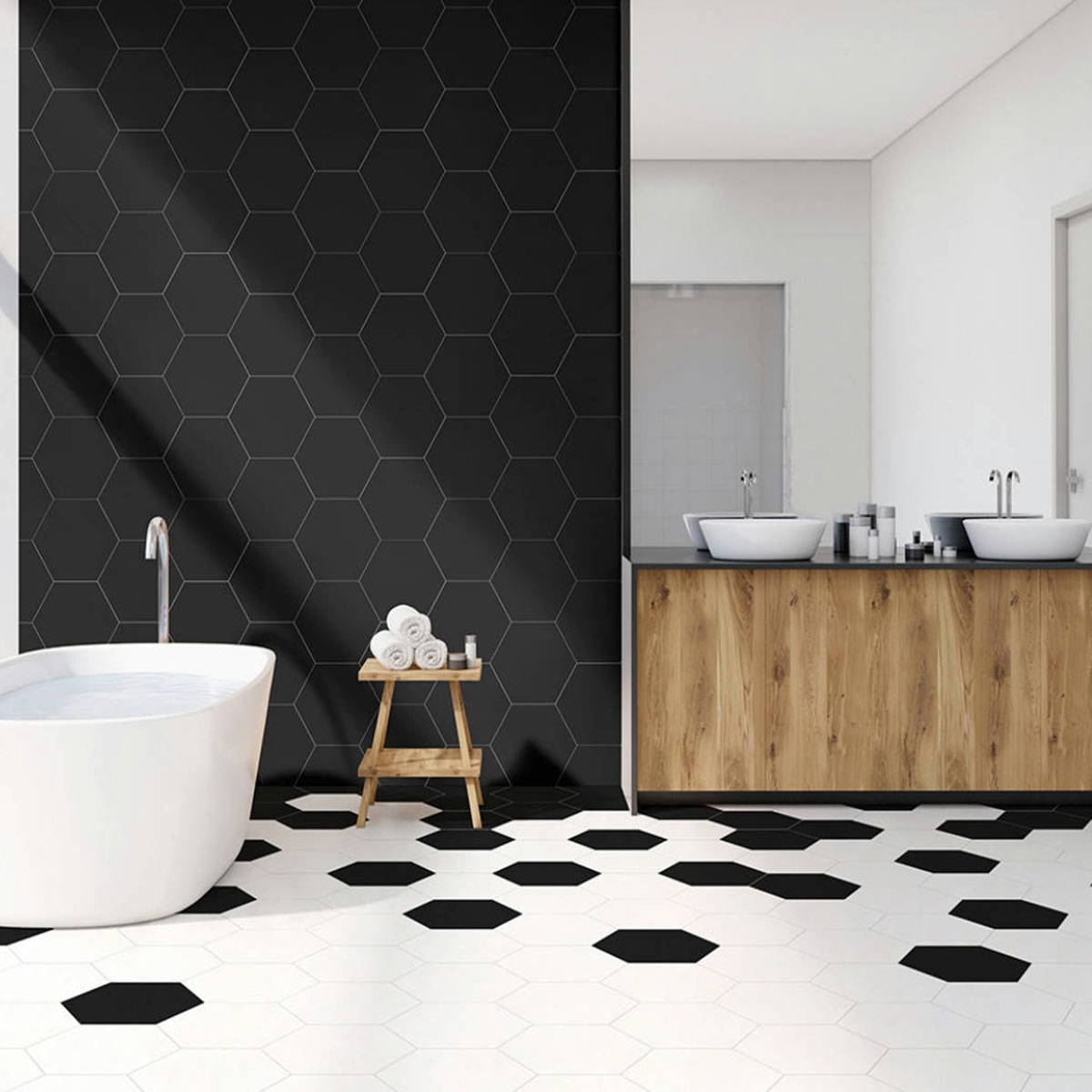 Hexa Element Preto 23x27 (caixa 0,75 m2) ambiente 2