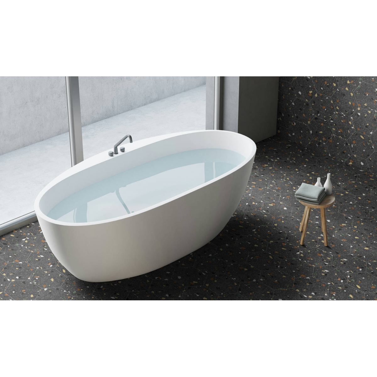 Hexa Tritato Negro 25x25 (1 m2) ambiente