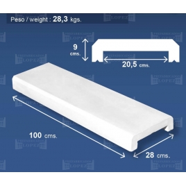 Flache Wandabdeckung 100x28 (Pack 5 Einheiten)