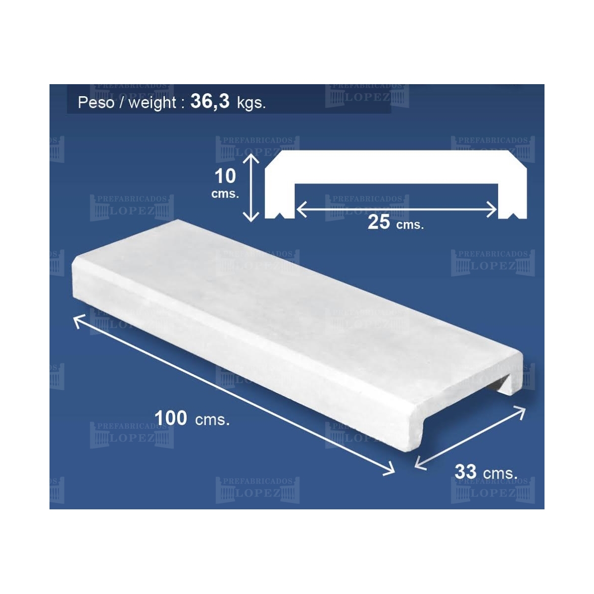 Wall cover with flat base 100x33 (Pack 5 units)