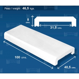 Flachgrund-Wandabdeckung 100x40,5 (Packung 5 Einheiten)
