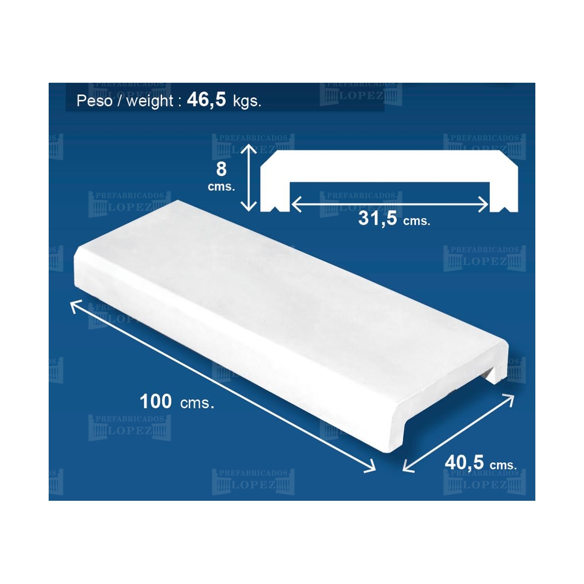 Wall cover with flat base 100x40.5 (Pack 5 units)