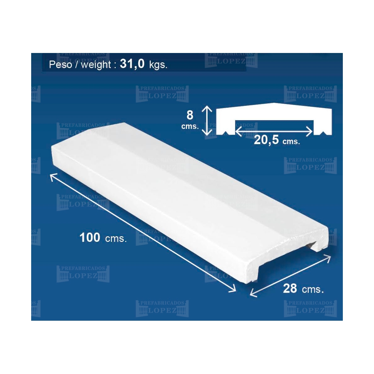 Foto von Giebelwandabdeckung 100x28 (Packung 5 Einheiten)