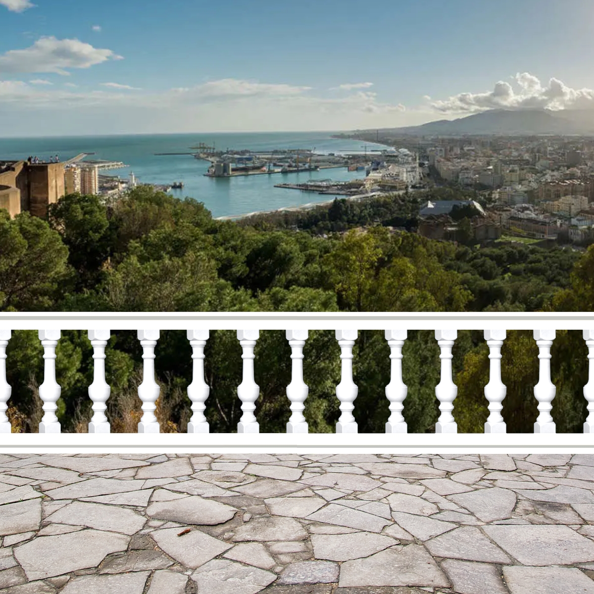 Mètre linéaire de balustrade préfabriquée en béton Malaga