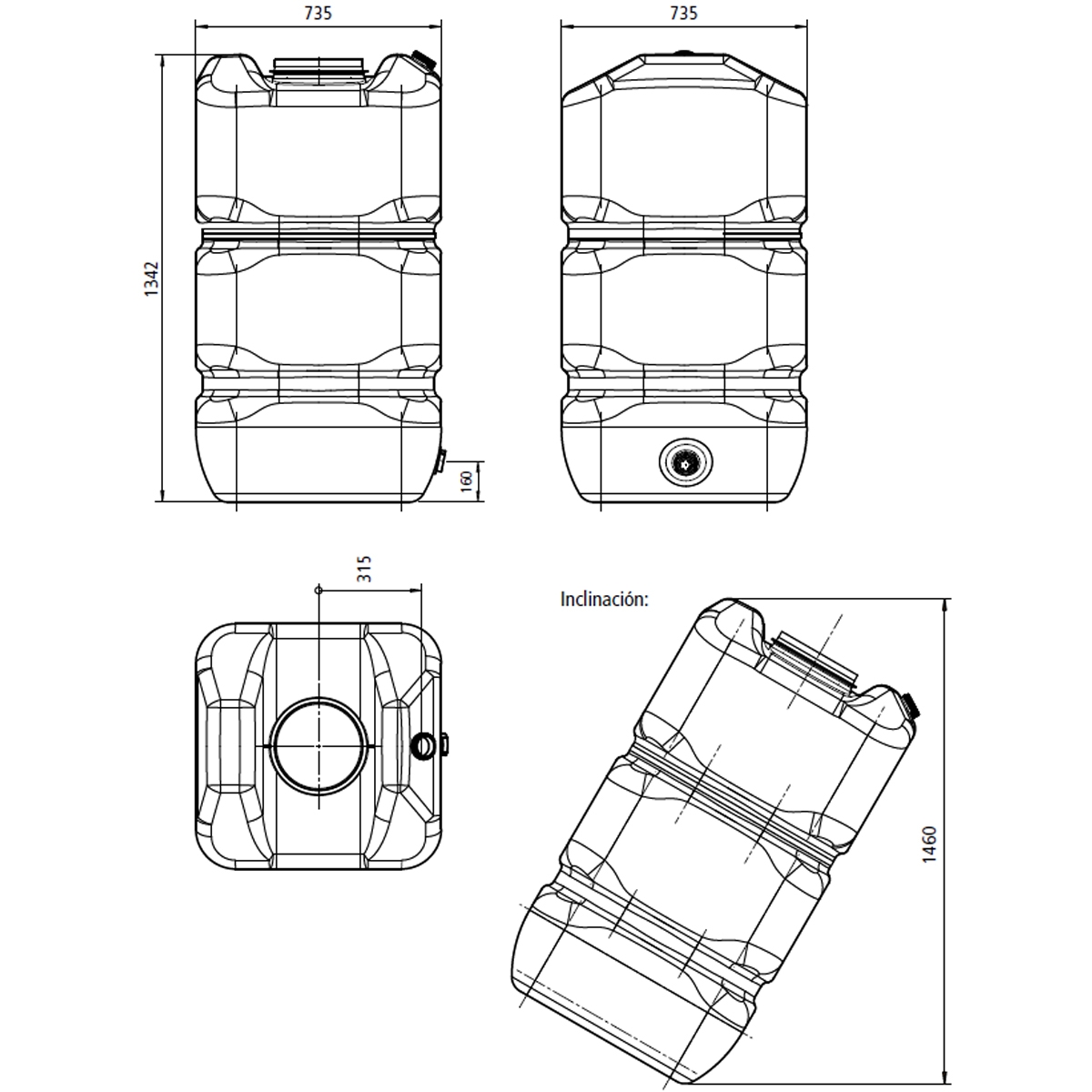 Réservoir d’eau carré Aquablock 1 600l