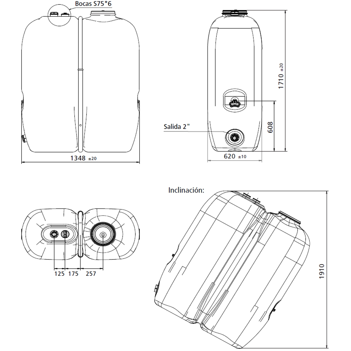 Réservoir d’eau carré 1000l BTV Aquablock (passage de la porte) 1