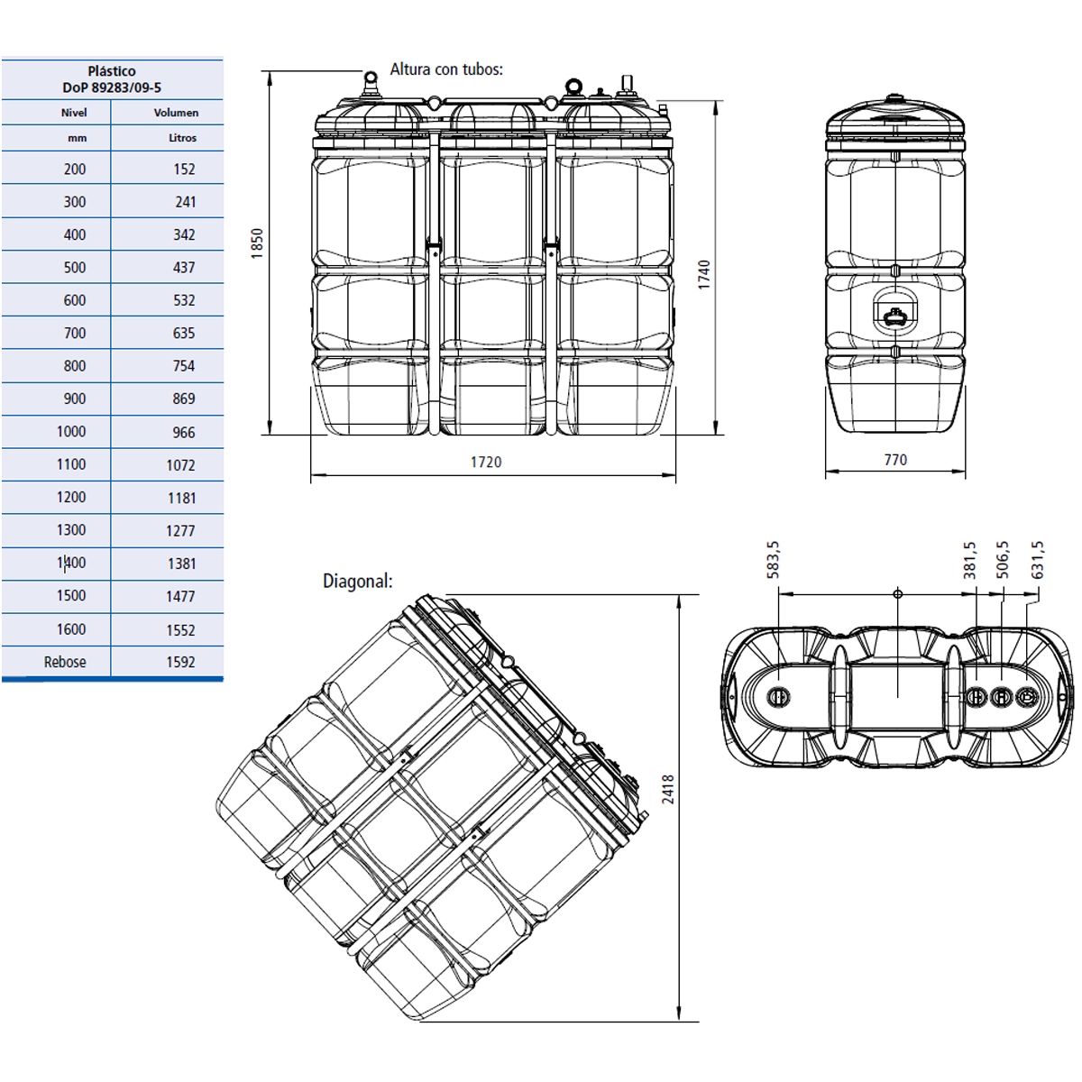 Tank-in-Tank PE-AD 1500l 2 Dieseltanks