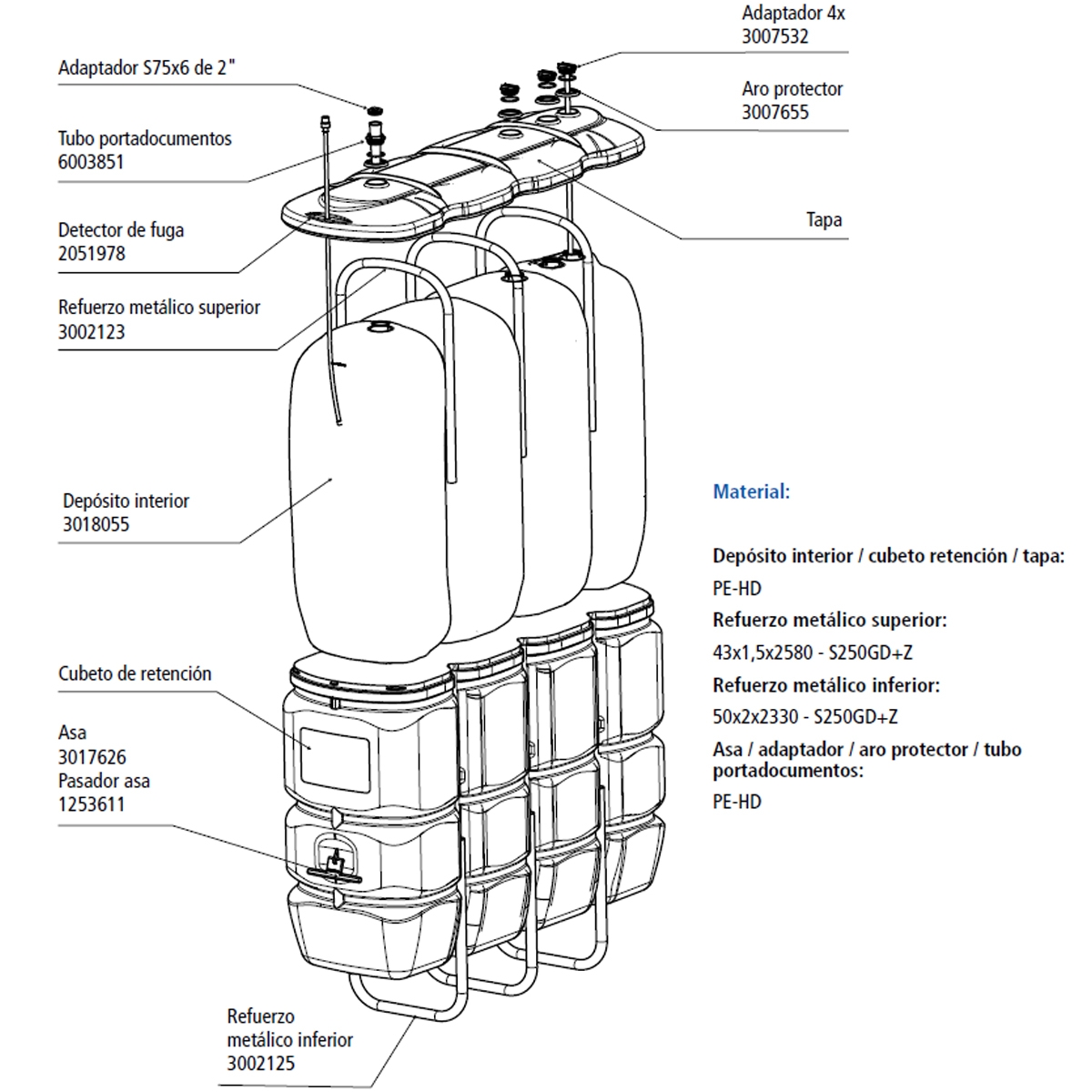 Tank in Tank PE-AD 2000l 3 diesel tank