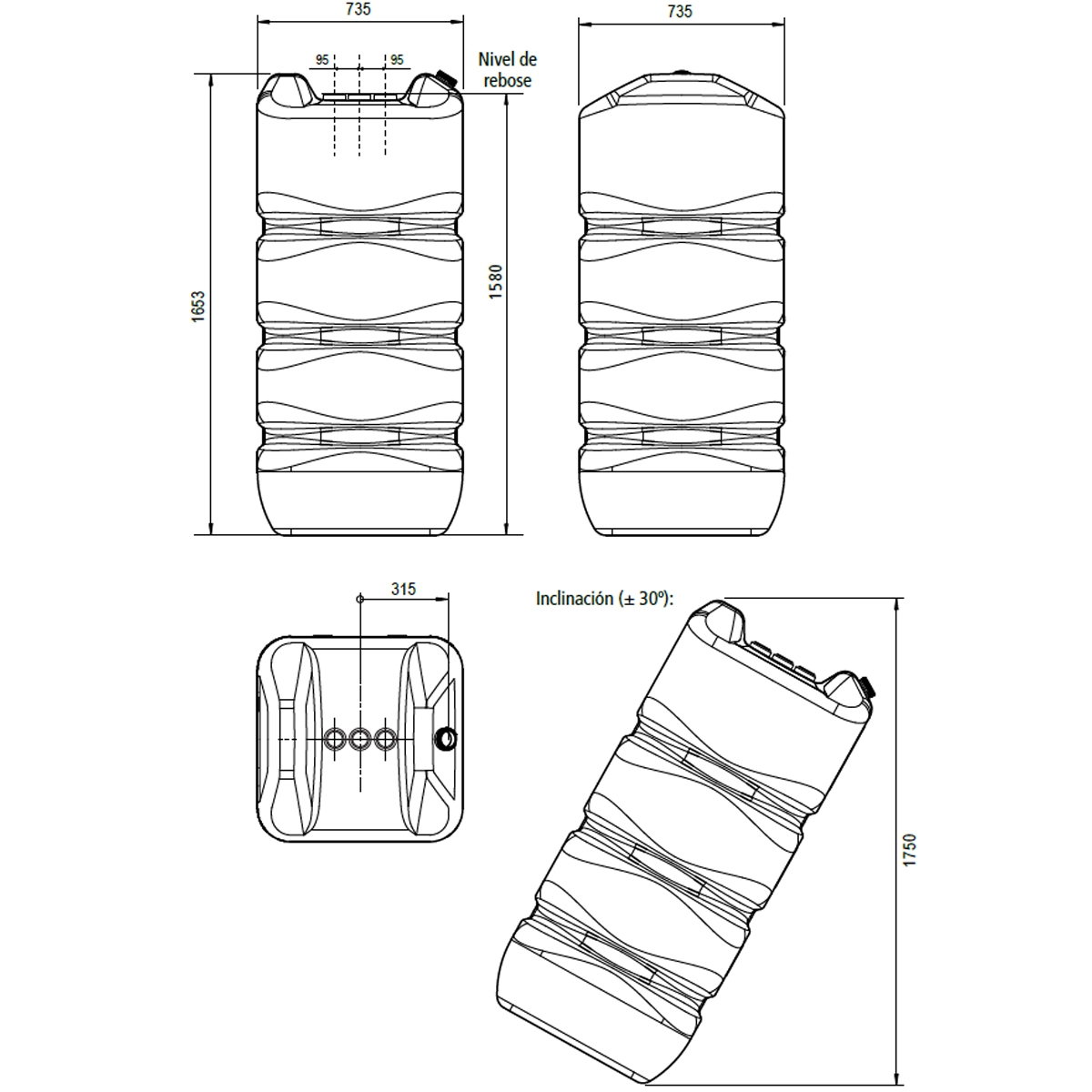 Modular 750l 1 diesel tank