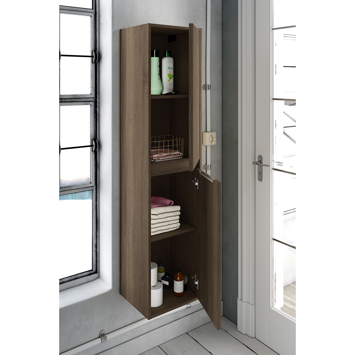 Auxiliary furniture with interior shelves