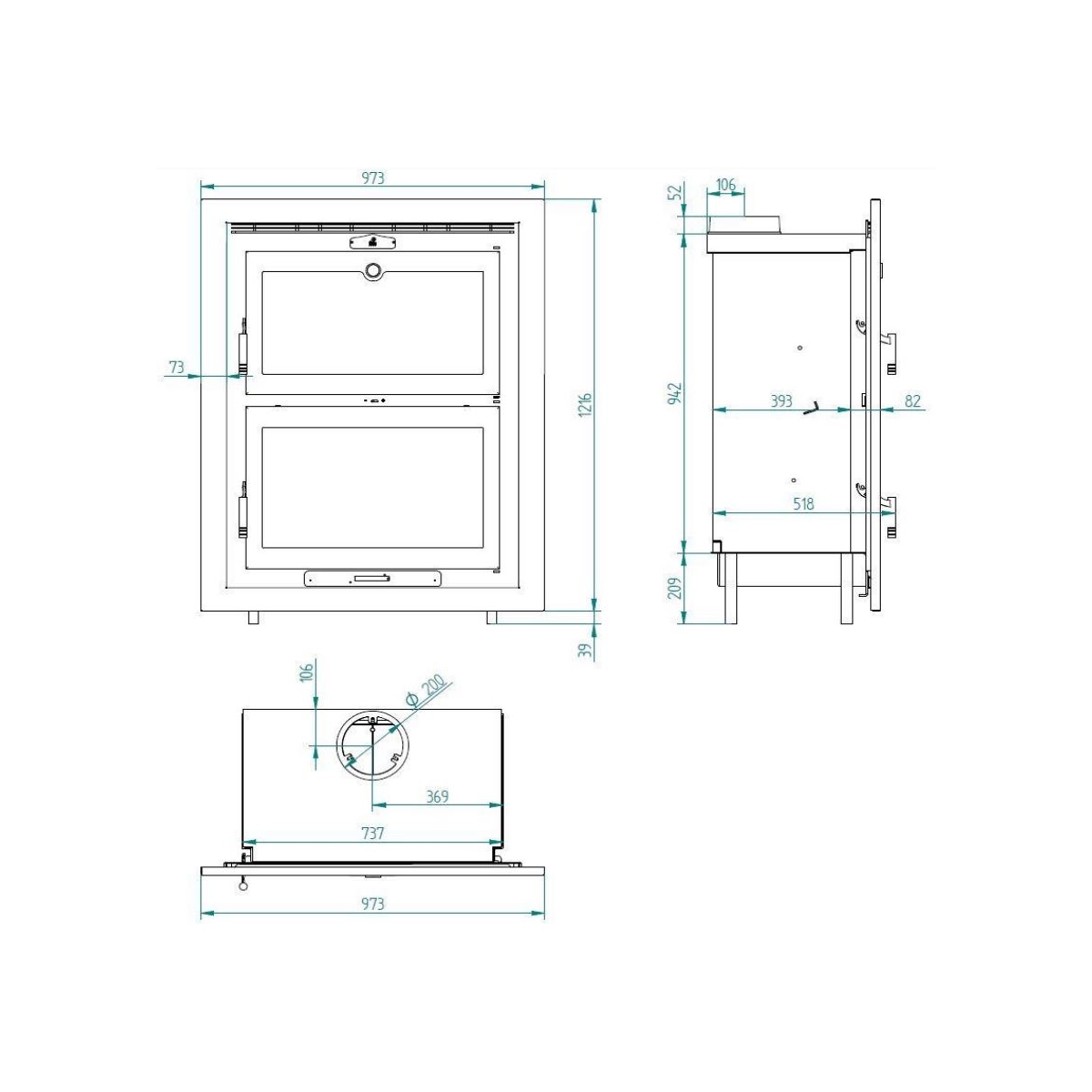 FM HLI-200 - Forno a lenha de dupla combustão inserível ao melhor preço
