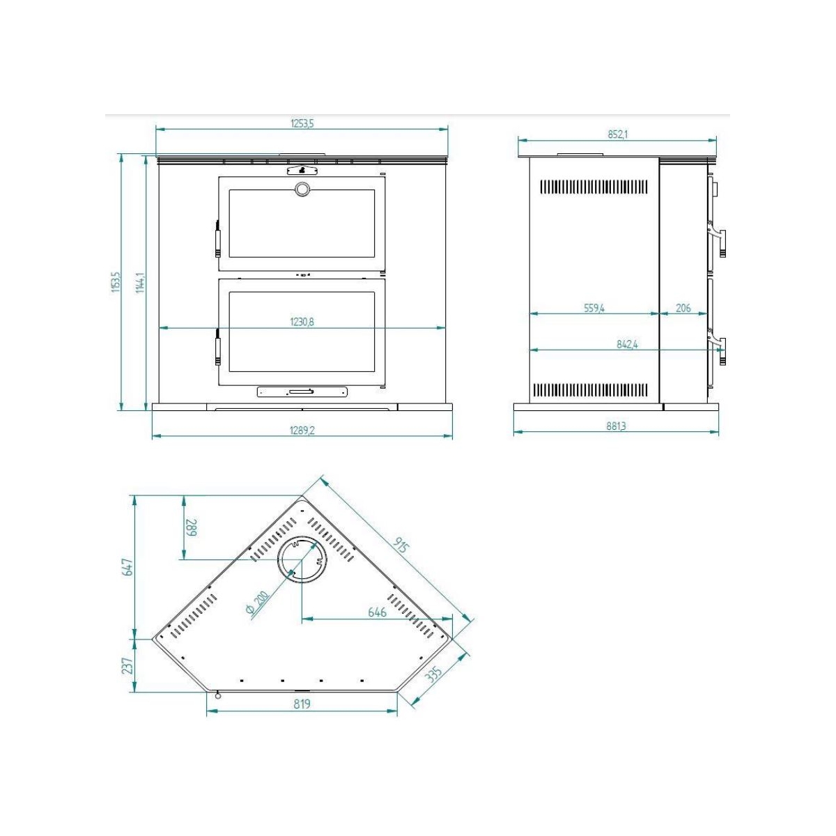 FM HL-200-R- Cuisinières à bois d’angle pas cher FM Calefacción Cuisinières à bois