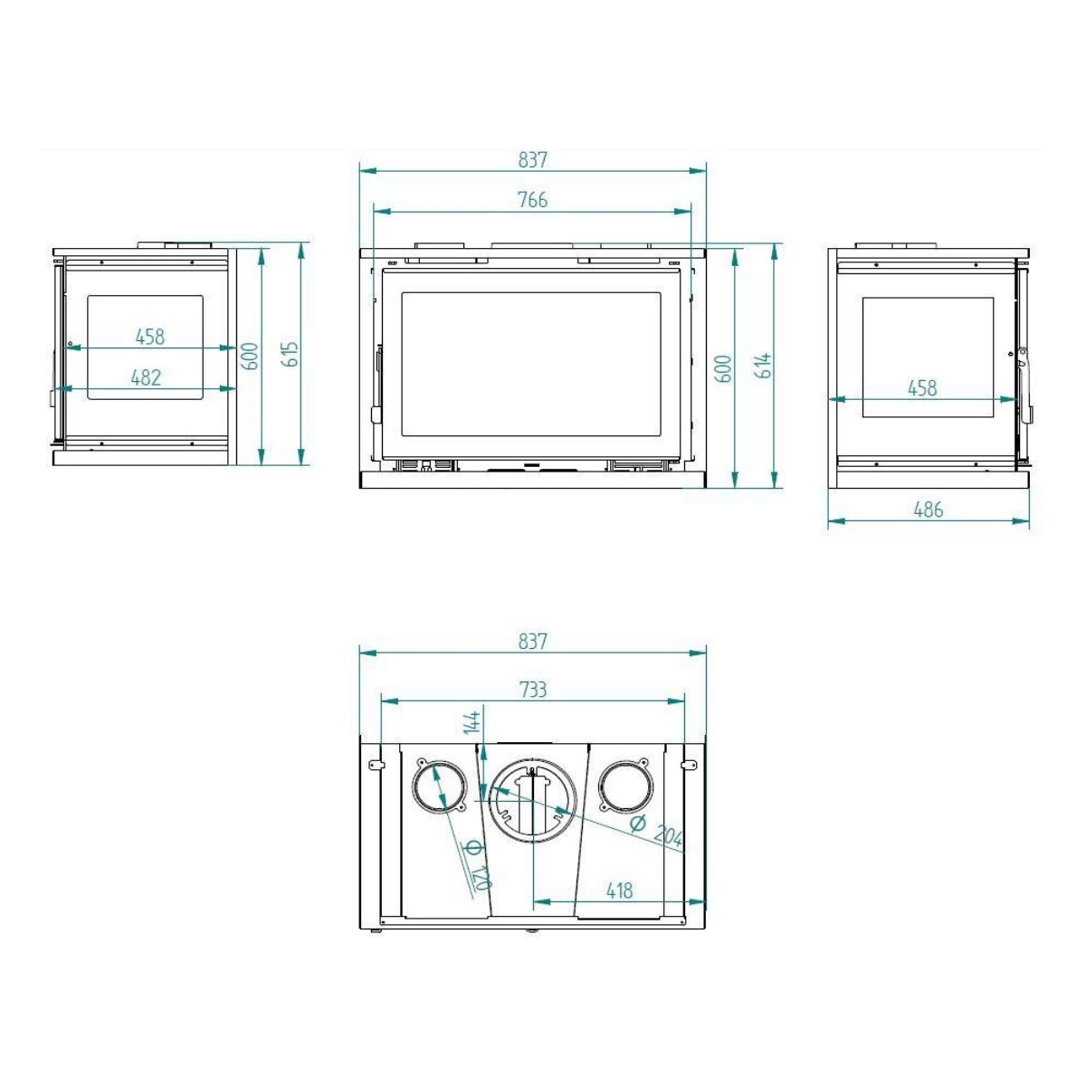 IT-183 Insert en bois avec turbine (80cm) Cadeau direct