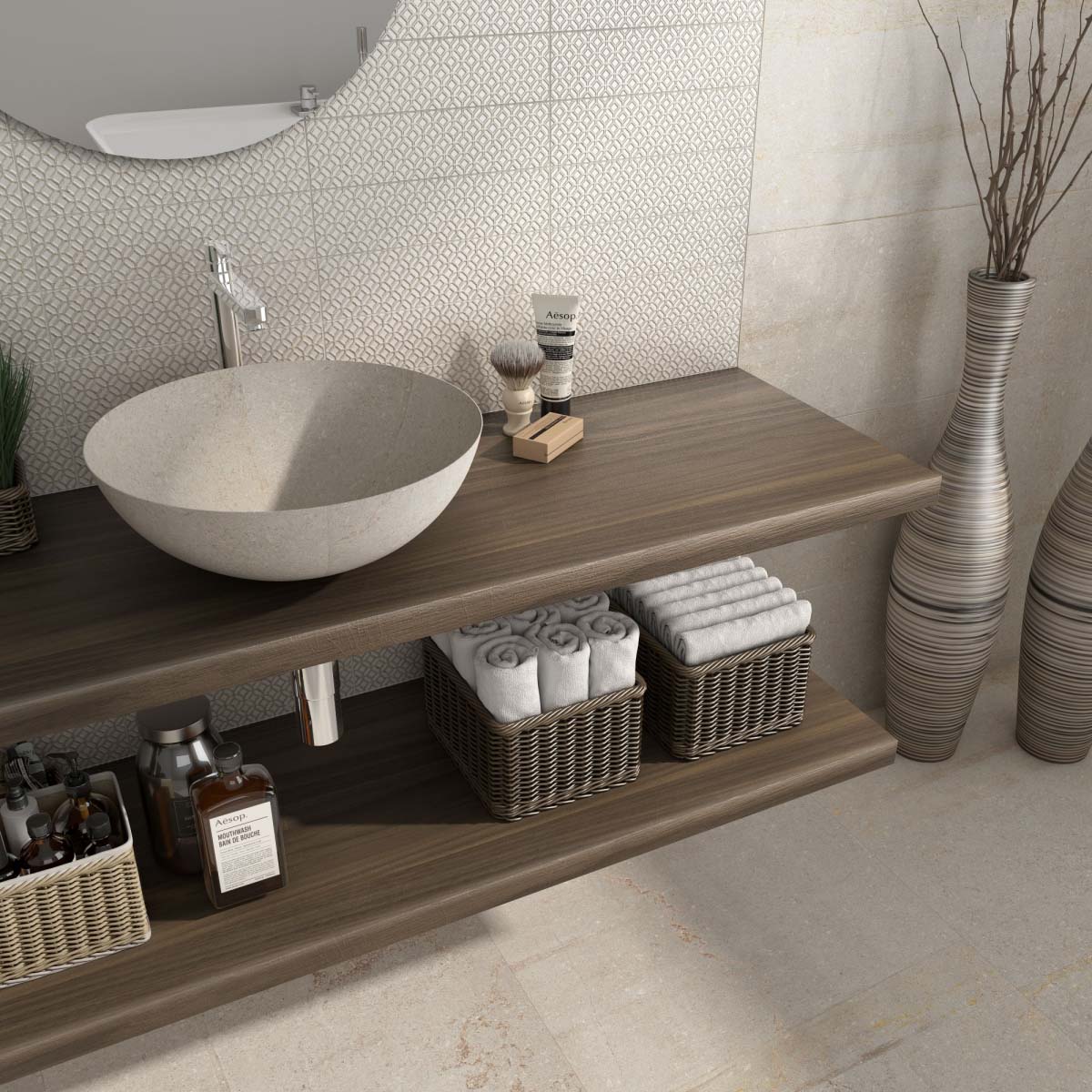 Lavabo de cerámica Diurne Sand 40x40x15cm 1