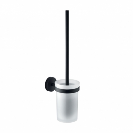 Eros matte black wall toilet brush holder