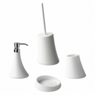 Photos d’ambiance de Flou Set 4 Pz. (Distributeur, Porte-brosse à dents, Porte-savon, Porte-brosse) Blanc [49957]