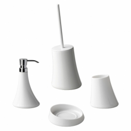 Floo-Set 4 Stück. (Spender, Zahnbürstenhalter, Seifenschal, Bürstenhalter) Weiß