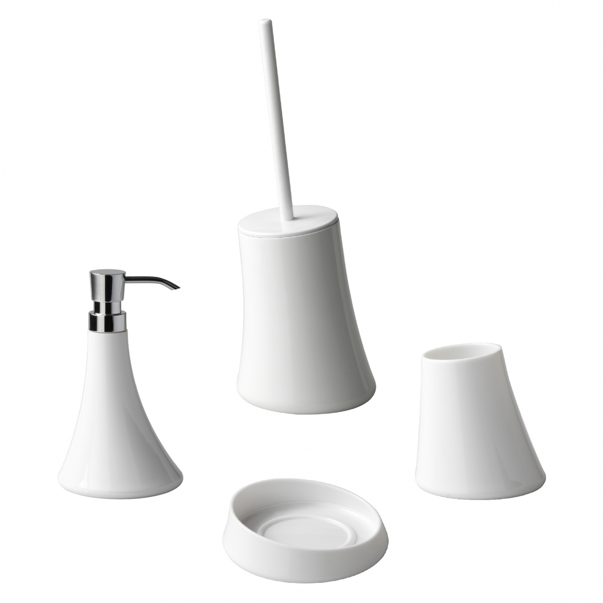 Ambient photos of Flou Set 4 Pz. (Dispenser, Toothbrush holder, Soap dish, Brush holder) White [49957]