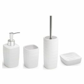 Kelly Set 4 pcs. (Dispenser, Toothbrush holder, Soap dish, Toilet brush) White