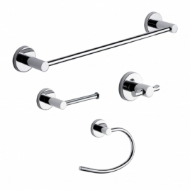 Felce Set 4 Pz. (Towel rack 35Cm, Toilet pad, Hanger, Ring) Chrome