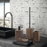 Dafne Room Photos Set 4 Pz. (Dispenser, Toothbrush holder, Soap dish, Toilet brush) Walnut [50002]