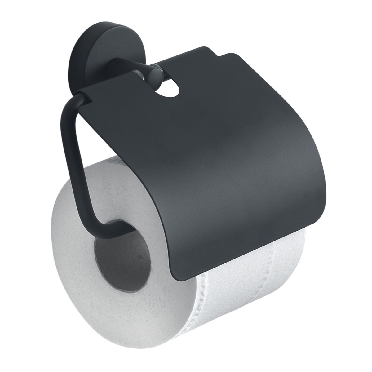 Ambient photos of Eros Matte Black Toilet Paper Holder With Lid [50054]