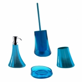 Flou set 4 Pz. (Dispensador, Suporte para escova de dentes, Saboneteira, Escova de toucador) Turquesa