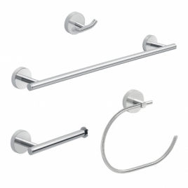 Eros Set 4 Pz. (Towel rack 45Cm, Towel holder, Hanger, Ring) Chrome