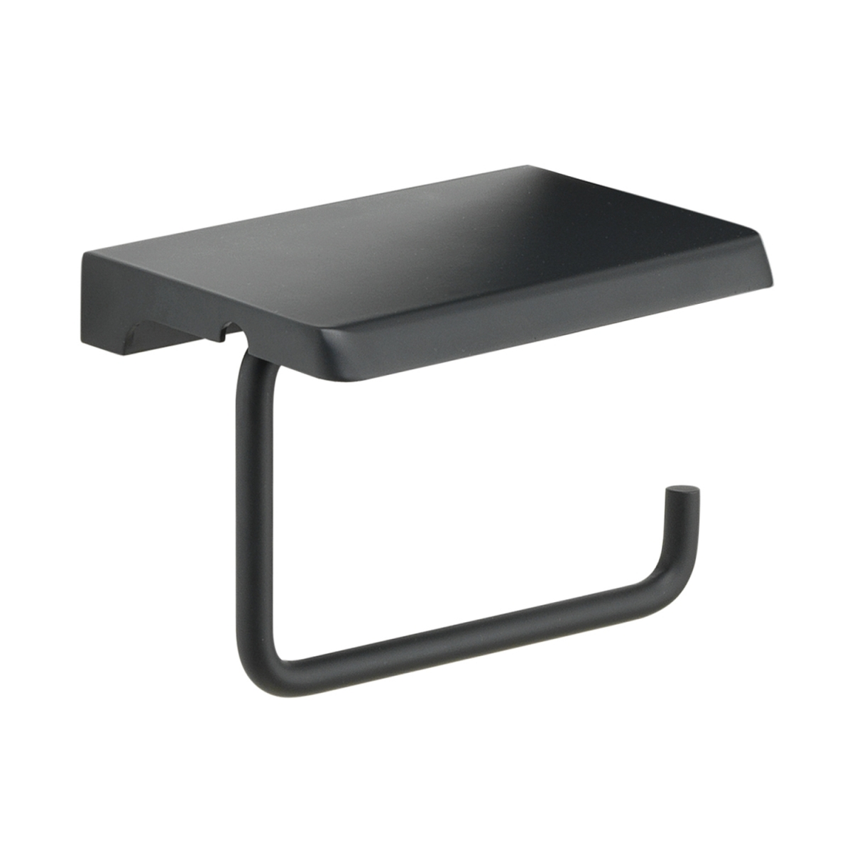 Roll holder with matte black support tray