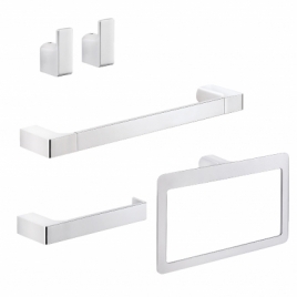 Pirenei Set 4 Pz. (Towel rack 35Cm, Toilet pad, Hanger, Ring) Chrome