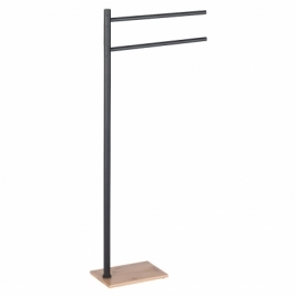 Trilly Natural-Matte Black Free-Standing Towel Rack