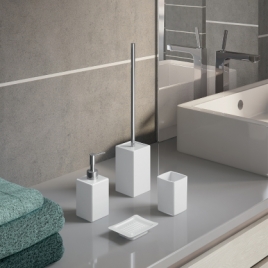 Verbena Set 4 Pz. (Dispenser, Toothbrush holder, Soap dish, Toilet brush holder) White