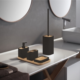 Ninfea Set 5 pièces (Distributeur + Porte-brosse à dents) Noir mat