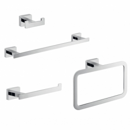 Atena Set 4 pz. (porte-serviettes 35Cm, porte-rouleau, cintre, anneau) Chrome