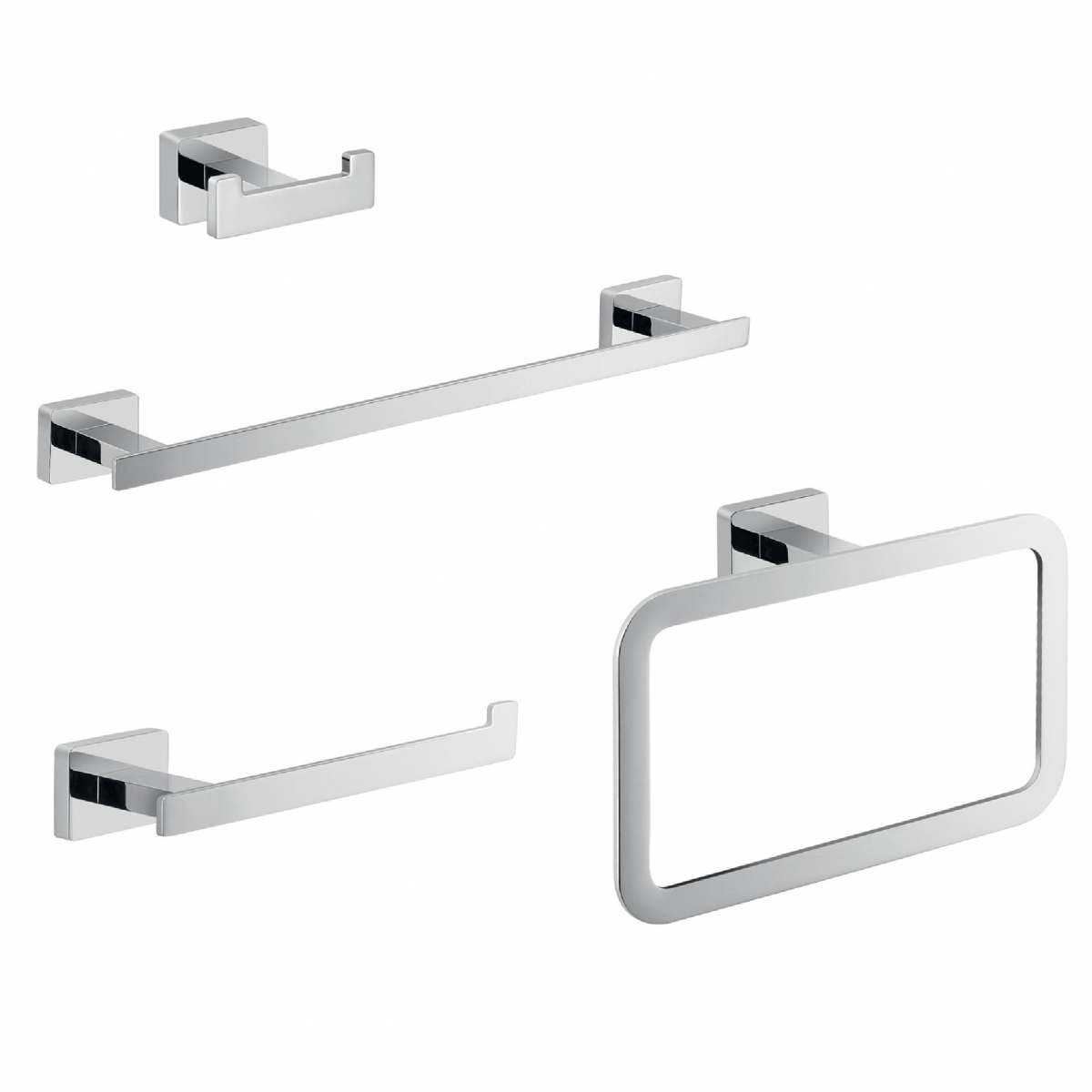 Detail of the Atena Set 4 Pz. towel rack (Towel rack 35Cm, Towel holder, Hanger, Ring) Chrome