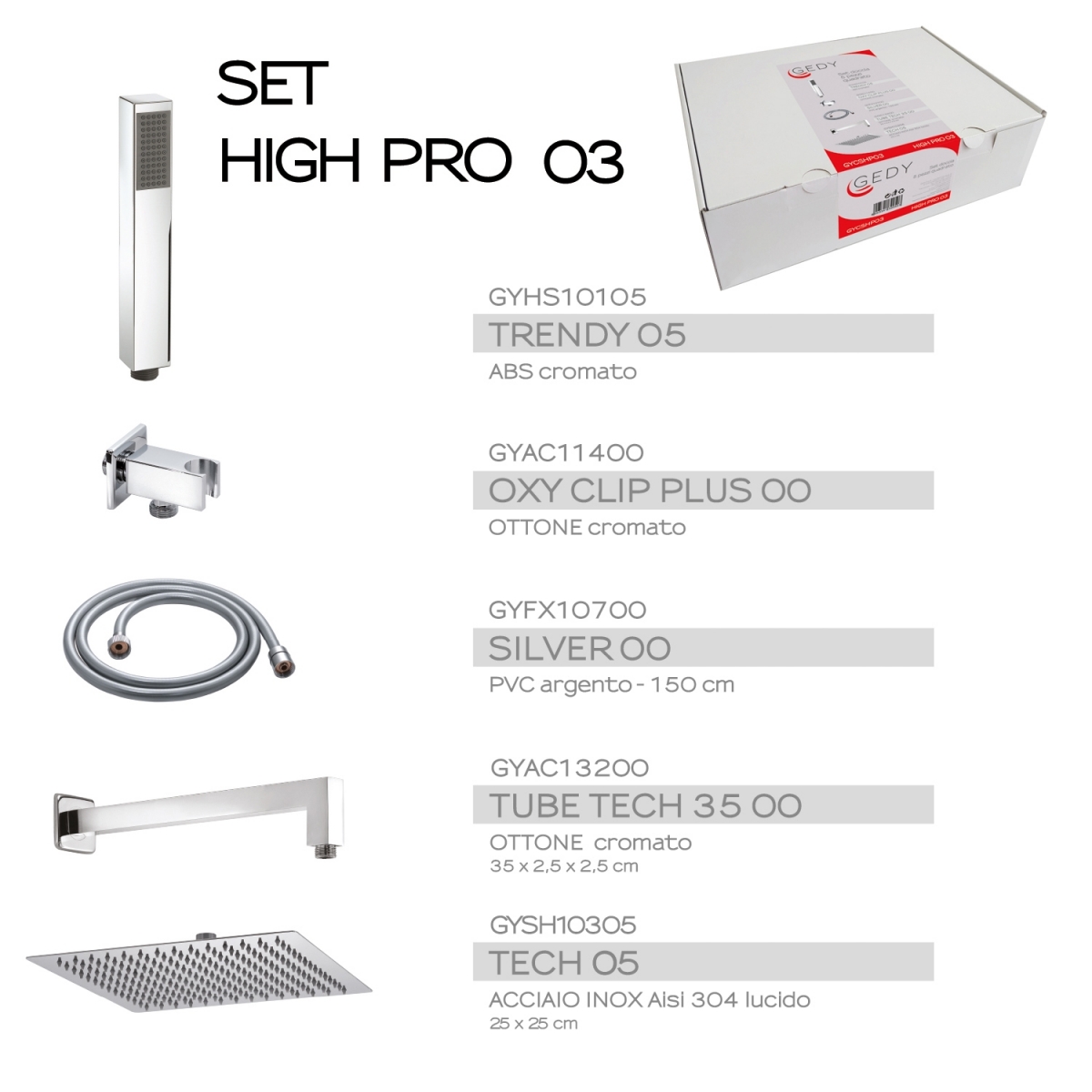 Detail of High Pro 03 Chrome Shower Set 5 Pieces