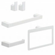 Fotos ambiente de Pirenei set 4 Pz. (Toalheiro 35Cm, Toalheiro, Hanger, Anel) Branco Mate [50325]