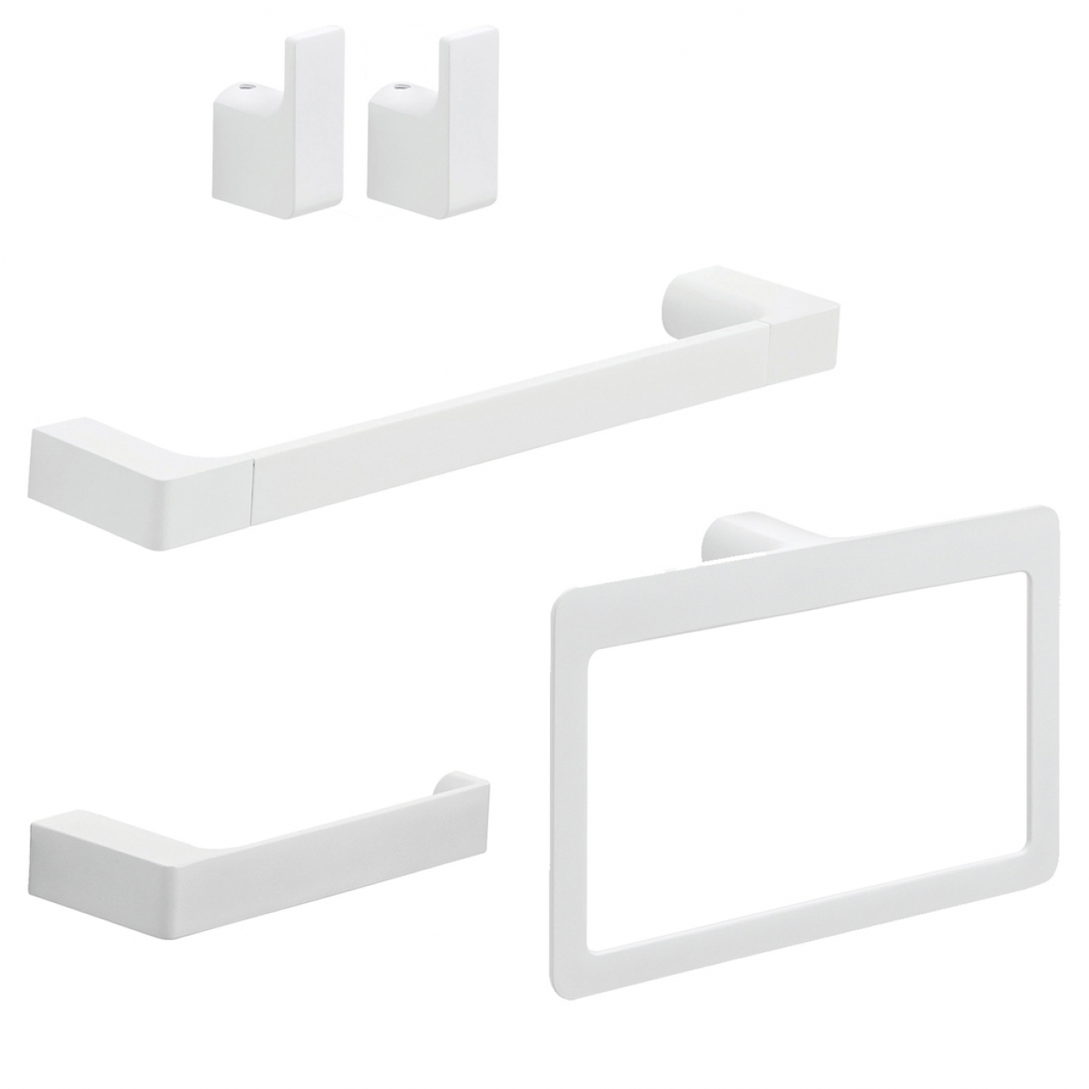 Ambient photos of Pirenei Set 4 Pz. (Towel rack 35Cm, Towel holder, Hanger, Ring) Matte White [50325]